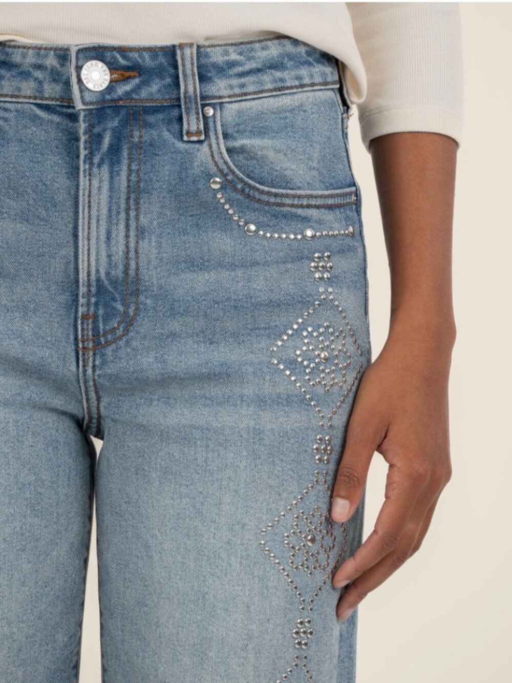 NWT Kut From The Kloth Fay Studded Ankle Straight Jeans 4 - Picture 2 of 12
